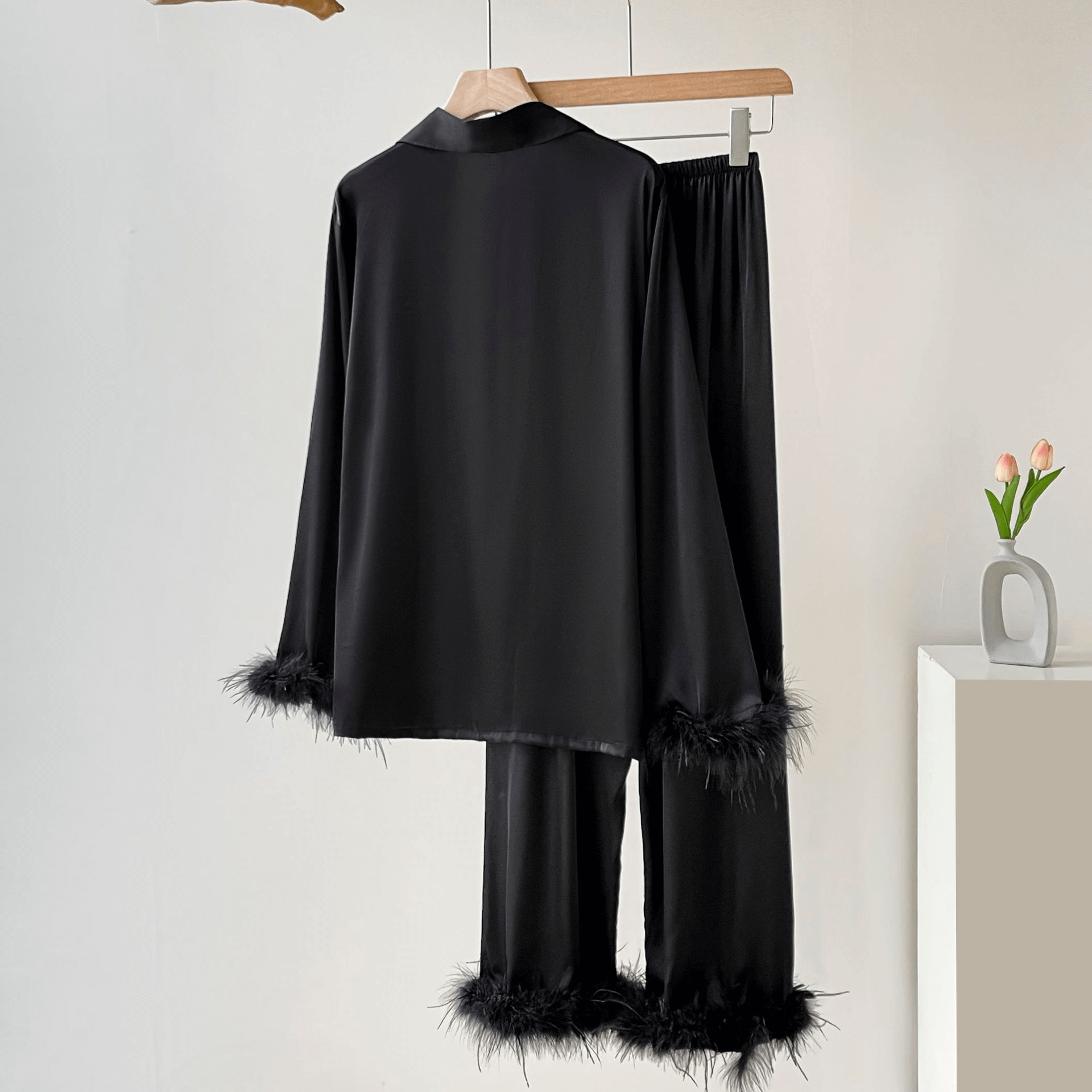 Satin Feather Pajama Set