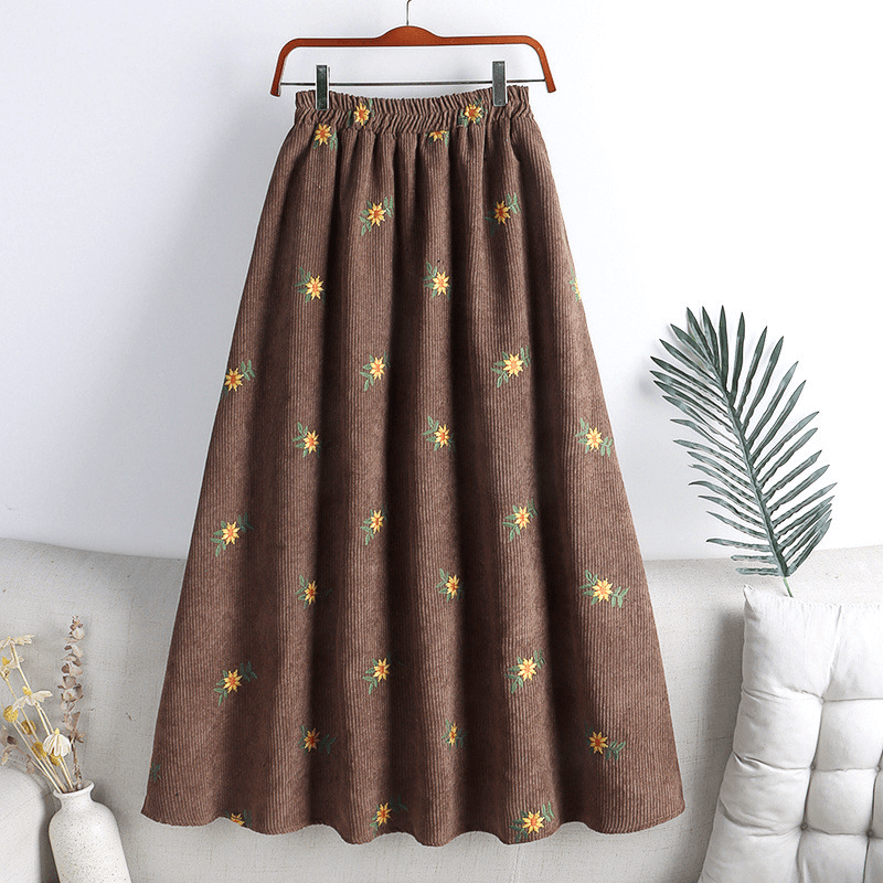 Wildflower Corduroy Midi Skirt